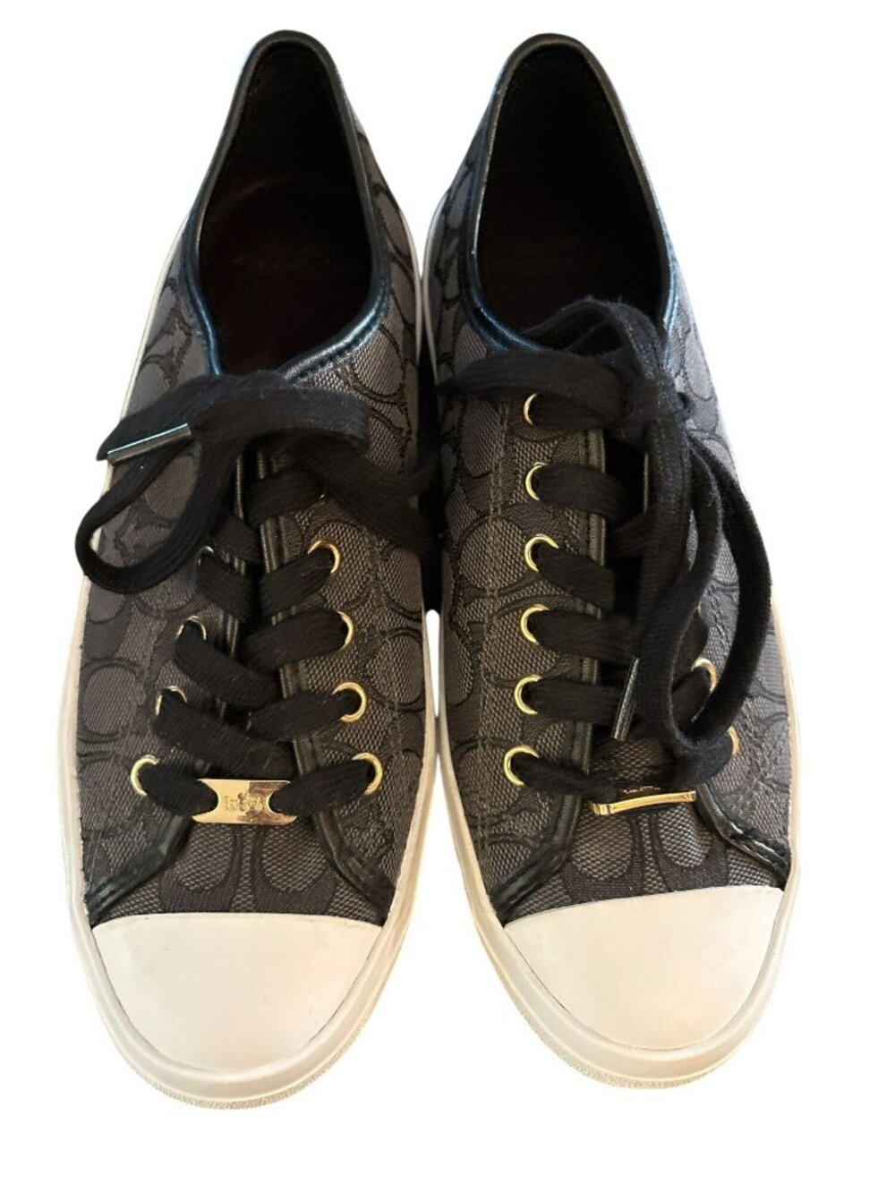 Coach Empire Low-Top Black Signature Canvas Sneakers Size US 8B - Picture 1 of 11